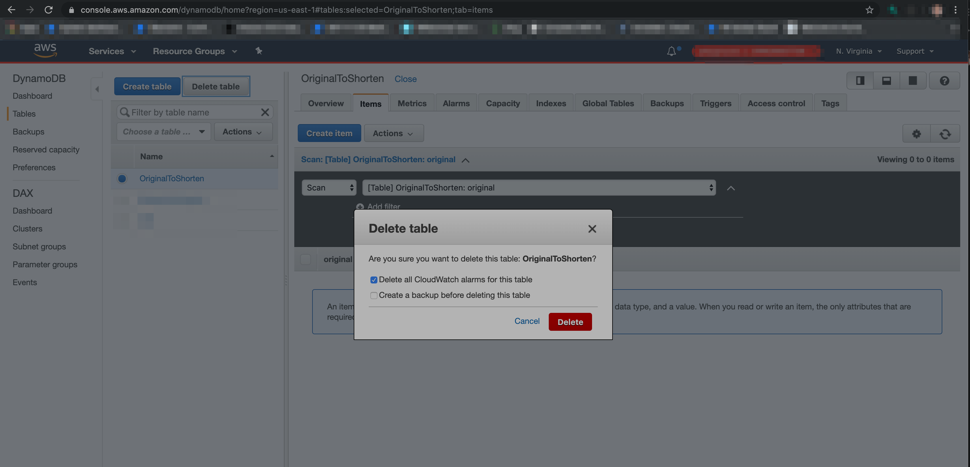 DynamoDB table